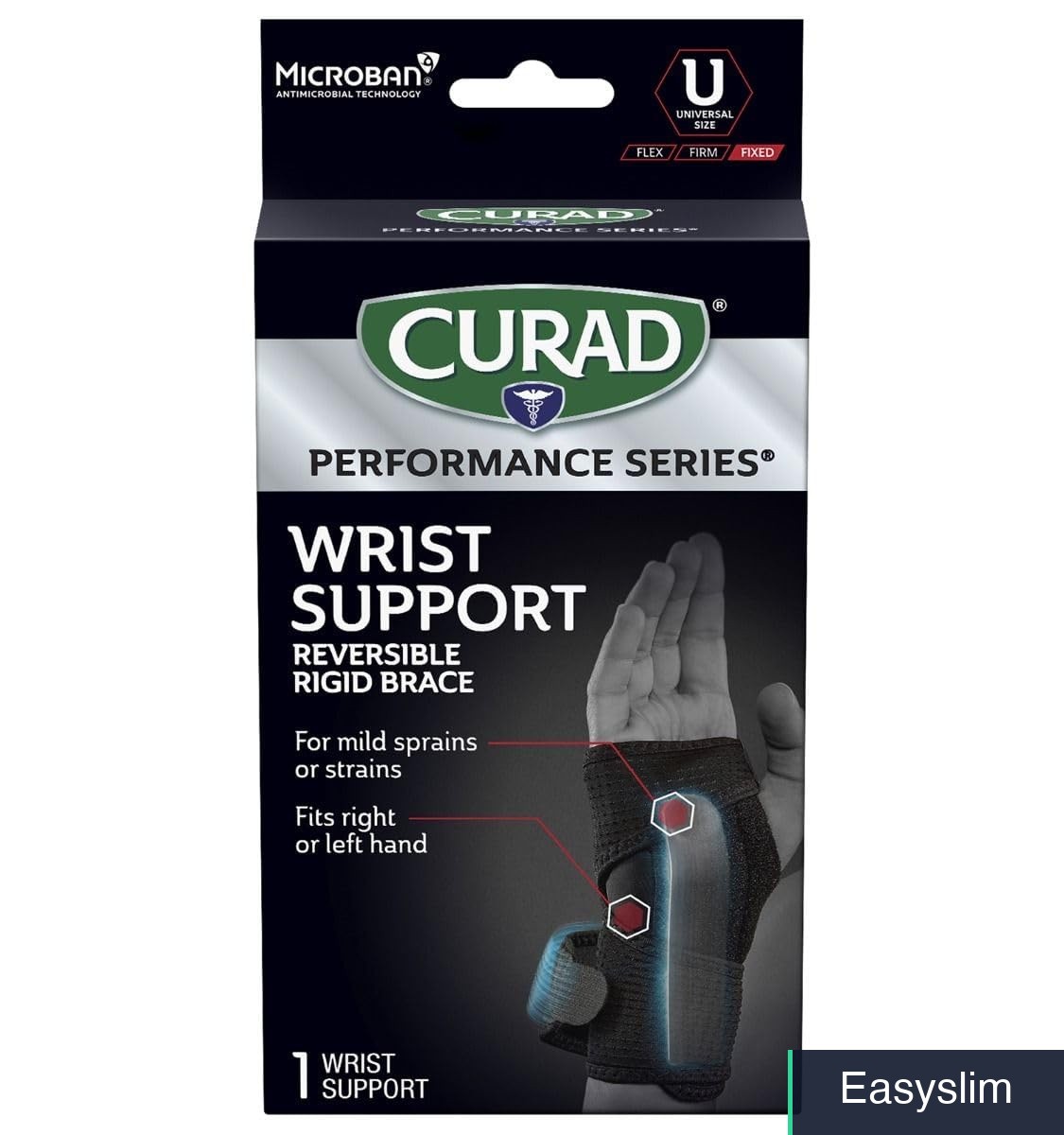 Wrist Support Brace Adjustable Universal Black Hook Loop Closure