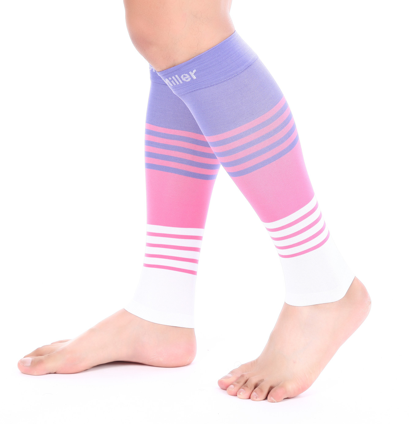 Doc Miller Calf Compression Sleeve 1Pair20-30mmHg Varicose Veins Sock VIOLET/PNK