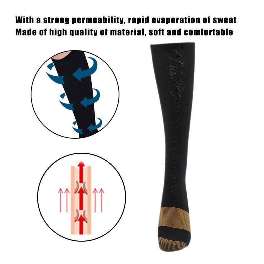 (3 Pairs) Copper Infused Compression Socks 20-30mmHg Graduated Mens Womens S-XXL