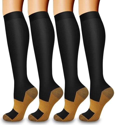 4 Pairs Compression Socks for Women and Men Large-X-Large 07 Copper 4 Black