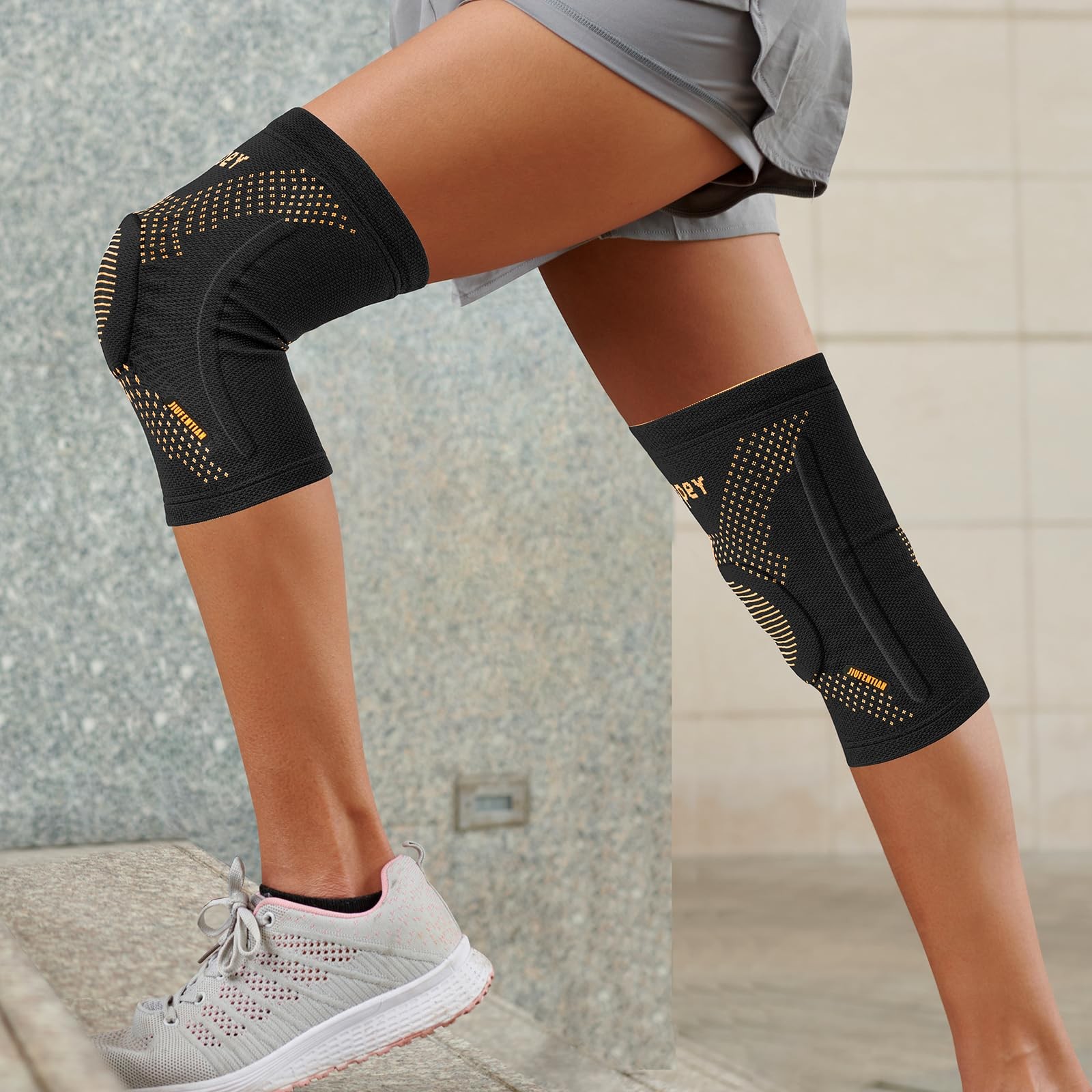 Knee Braces for Arthritis Pain with Side Stabilizers(2 Pack) | Copper Fibers …