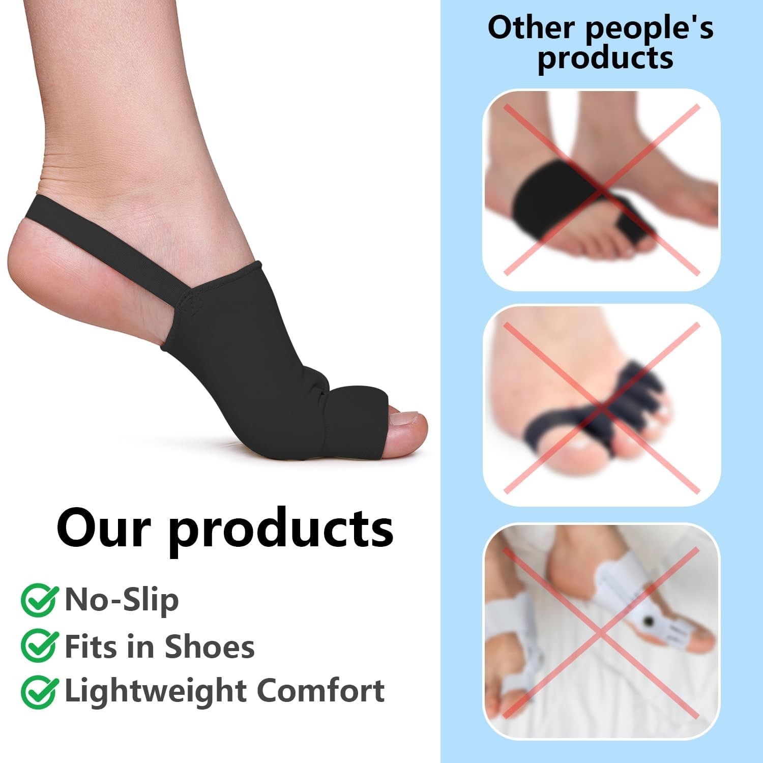 WELEQUT 2PCS Bunion Corrector for Women & Men – Toe Alignment Medium, Black