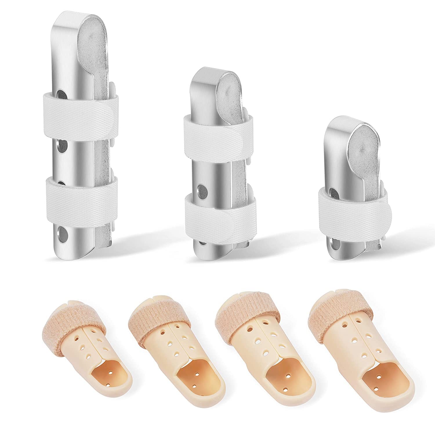Sopito Finger Splint, 7 Pack Brace for Knuckle One Size, silver