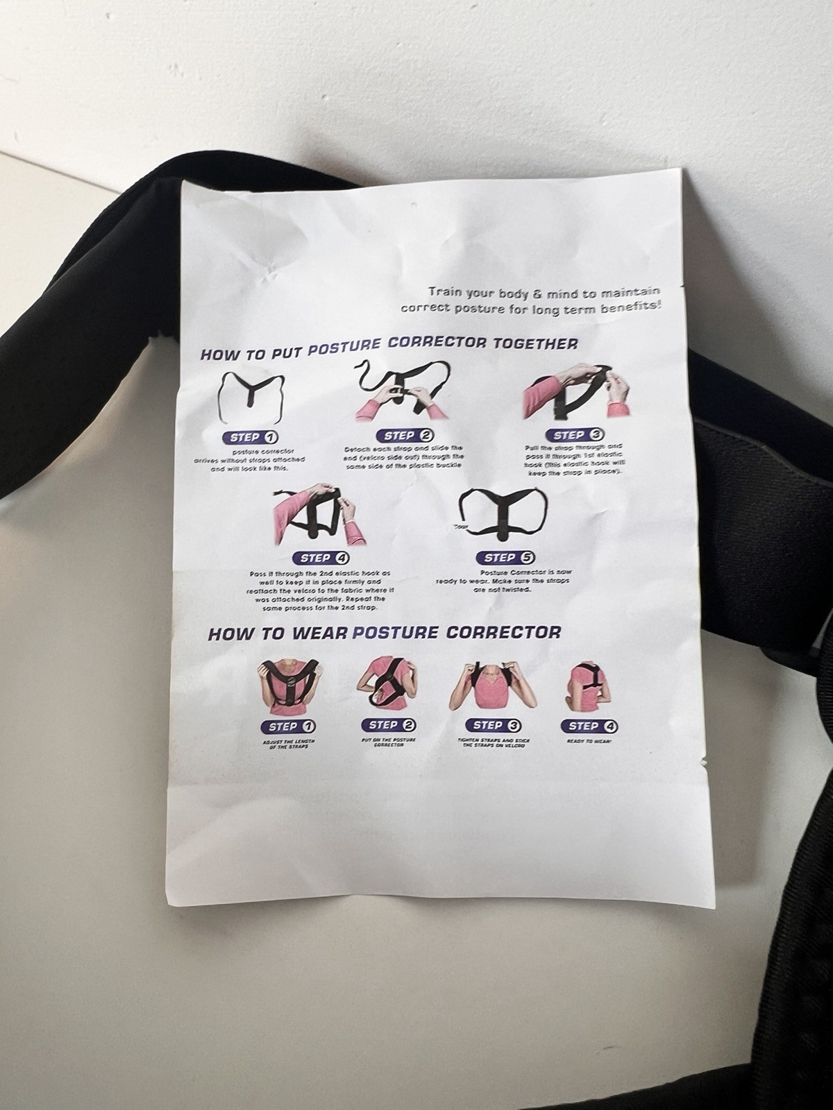 Posture Corrector Women Men Black Adjustable Upper Back Brace + Spine Support