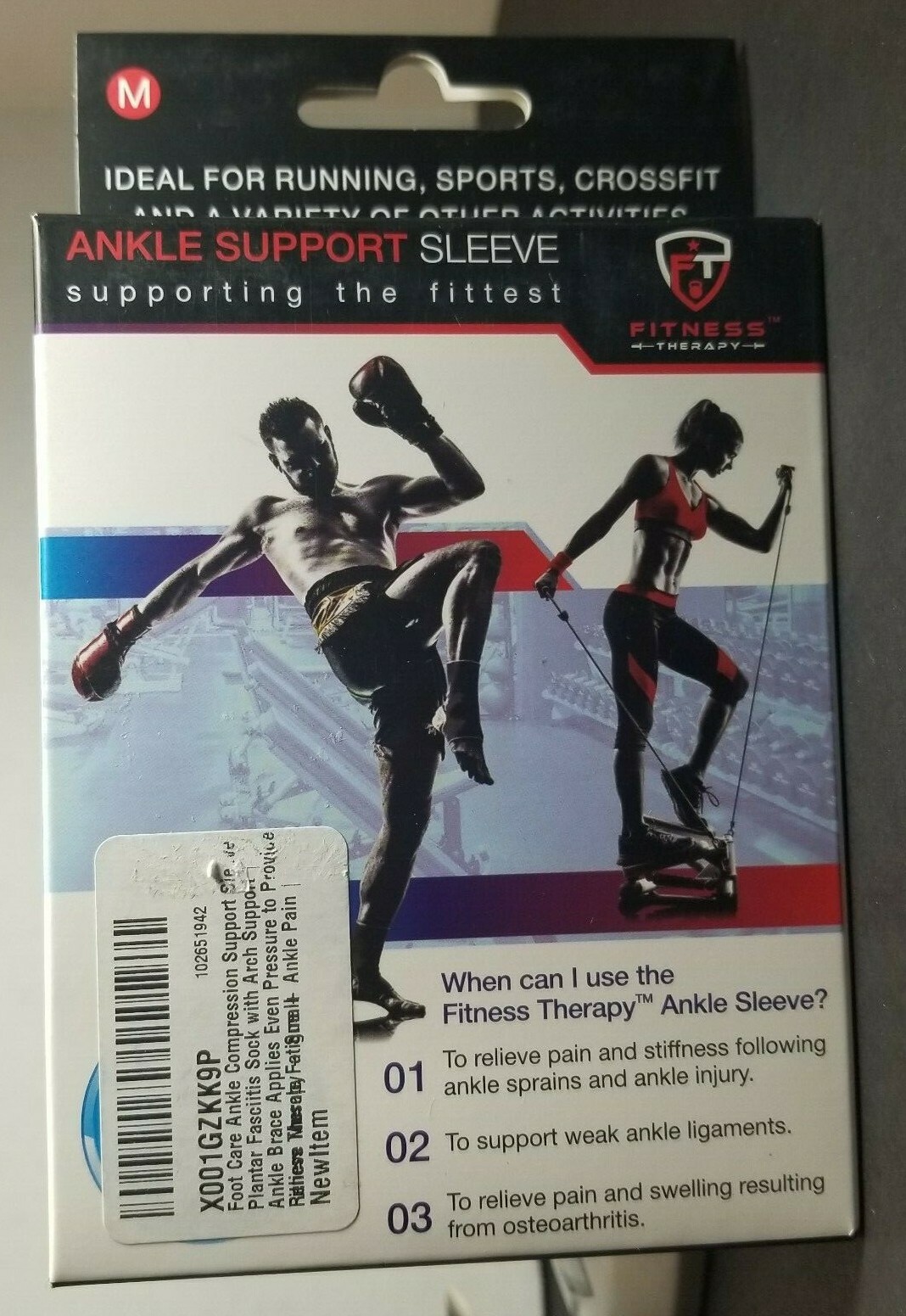 Large Ankle Support Sleeve Fitness Therapy Nylon Latex Spandex Black 9 Inch B1A