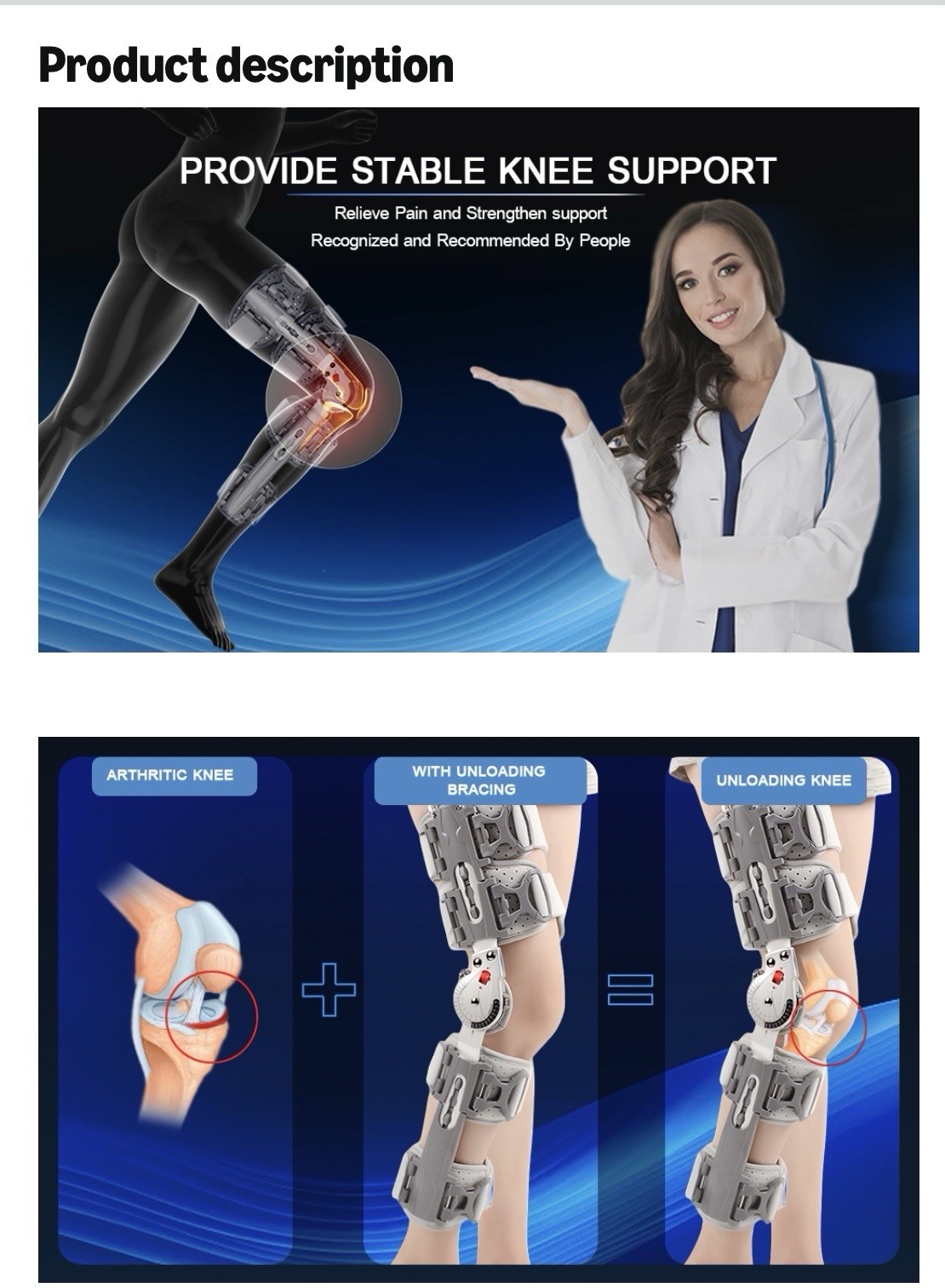 GoHelmate Adjustable ROM Knee Brace Hinged Post-Op Support FREE SHIP