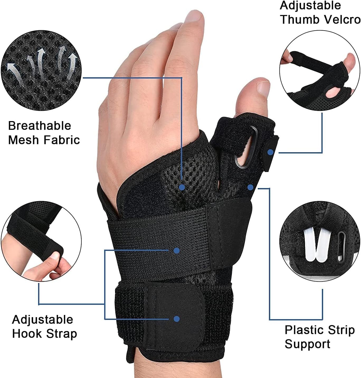 Thumb Wrist Support Brace Splint Carpal Tunnel Sprain Arthritis Left/Right Hand