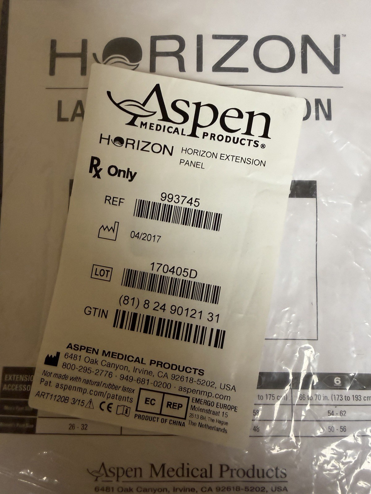 Aspen Horizon Extension Panel Back Brace Extension Size 6 Black CE 993745