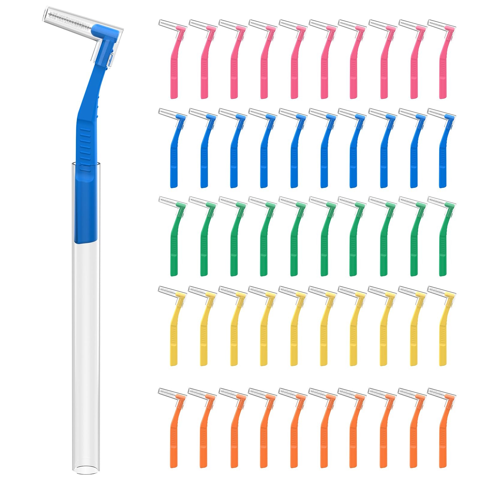 Fremouth 50 Angle Interdental Brushes with Extended Handle for Braces, 5 Size…