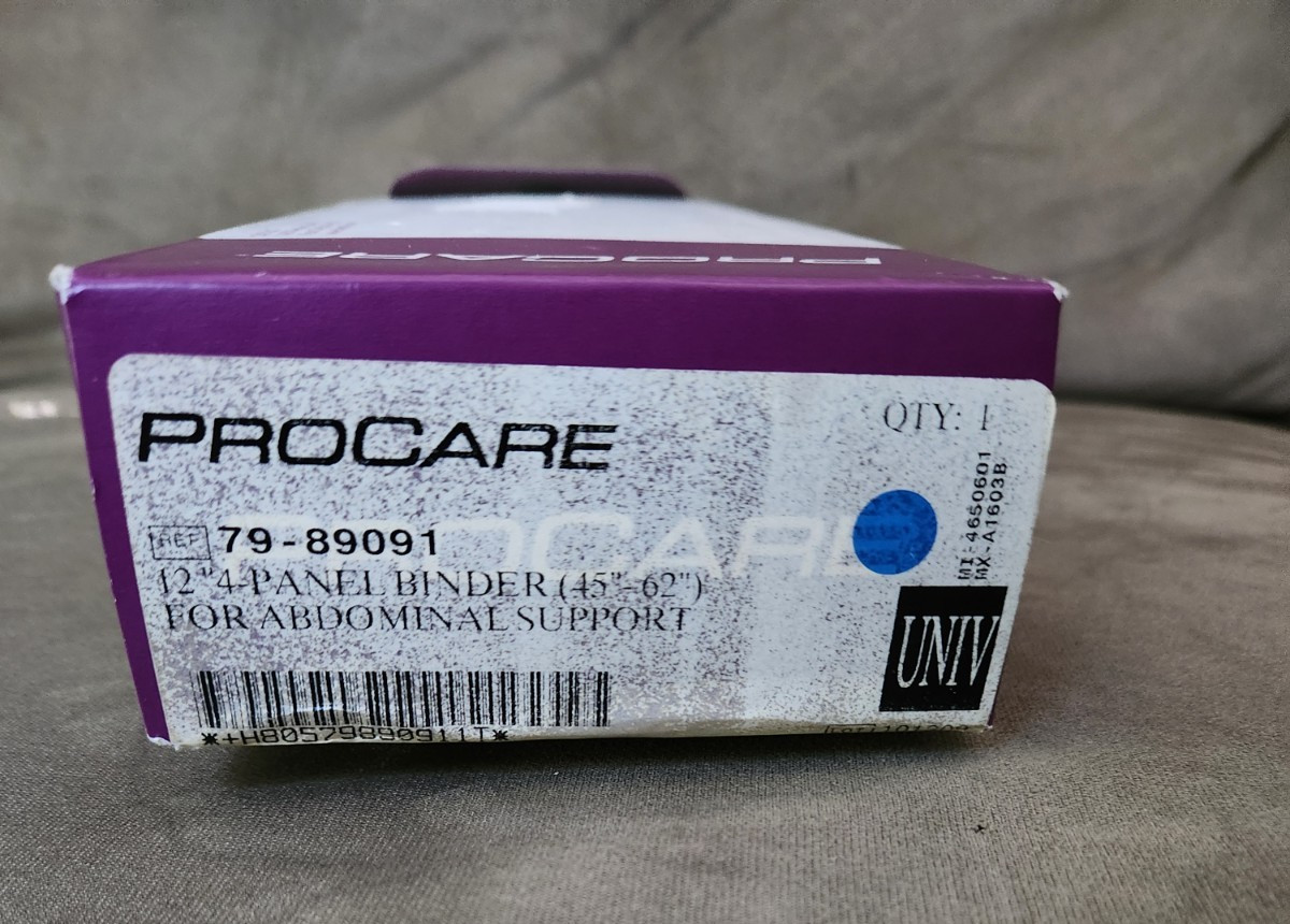 One PROCARE 12″- 4 Panel Binder (45″-62″) For Abdominal Support 79-89091 – NIB