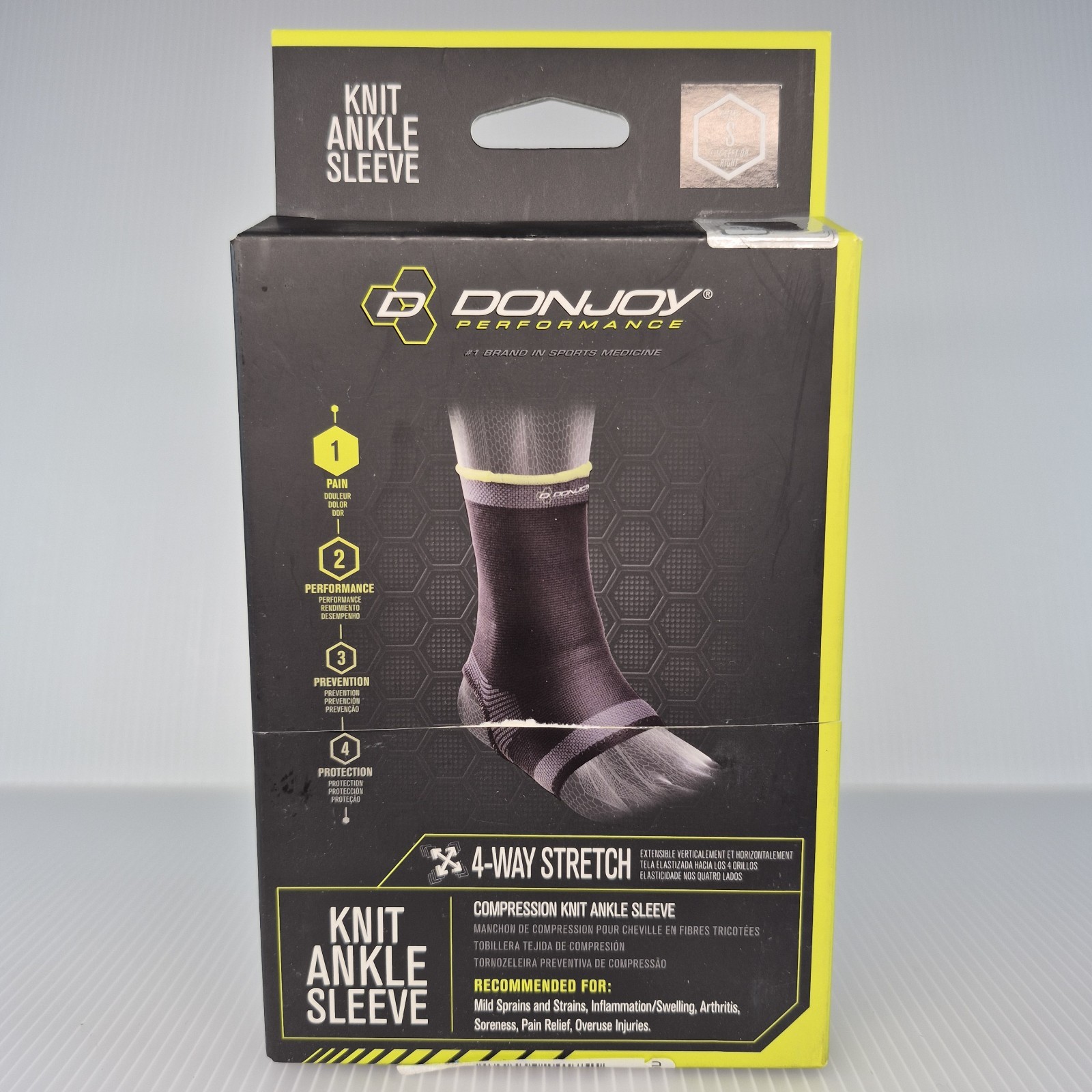 DonJoy Performance Ankle 4 Way Stretch Sleeve Stabilizer Size S New