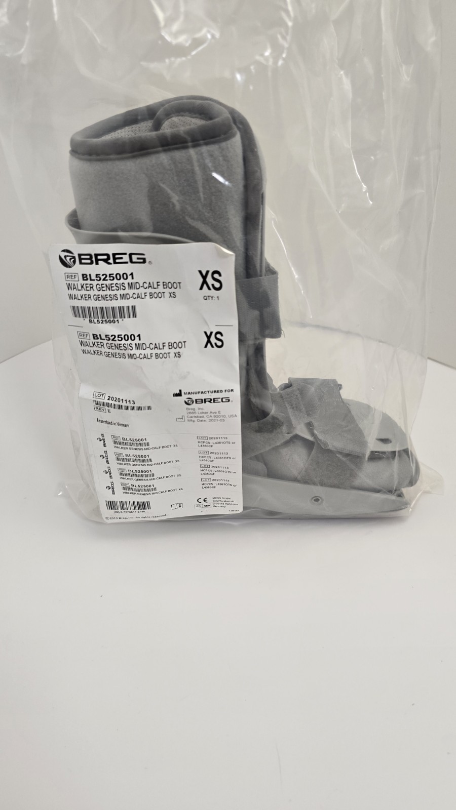 NEW!!! Breg BL525001 Walker Genesis Mid-Calf 3 Strap Boot Size Extra Small XS