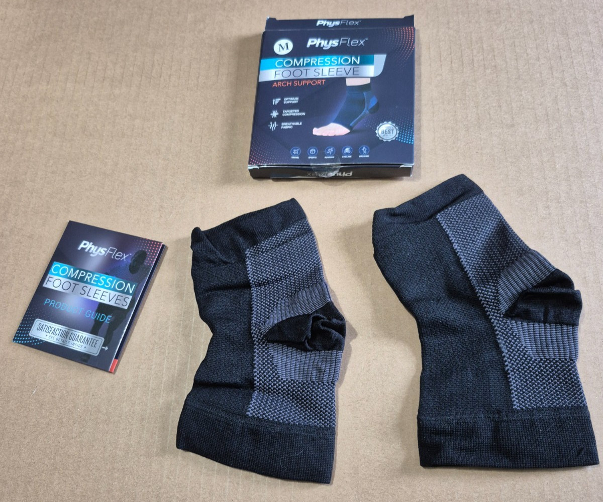 Physflex Compression Foot Sleeve Arch support Plantar Fasciitis NEW, Medium