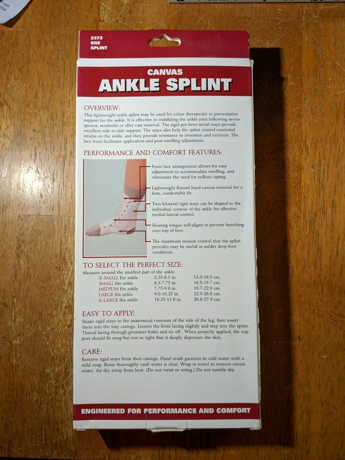 OTC Ankle Splint, Canvas Lace-Up, Rigid Metal Stays, X-Small XS Orthopedic Brace