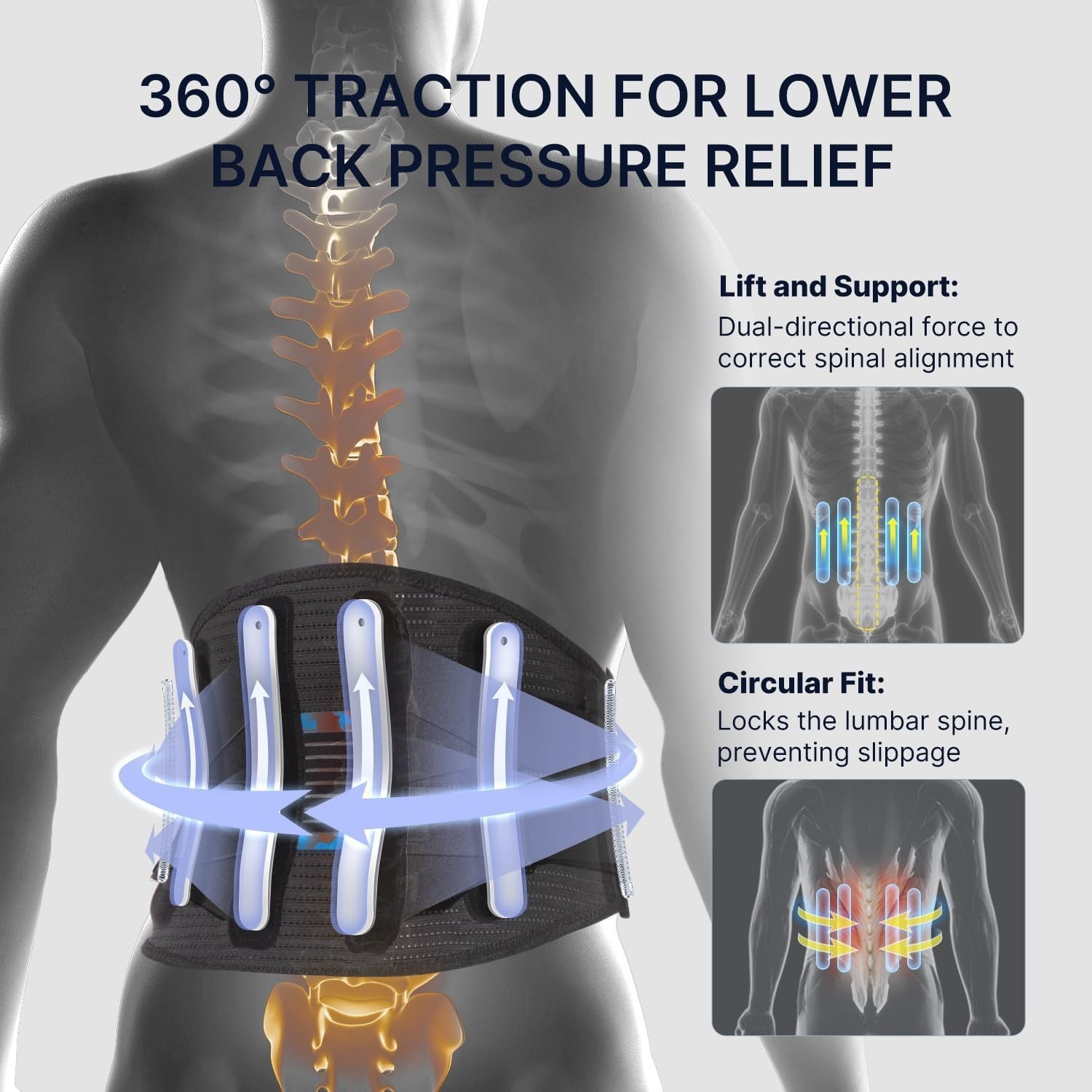 Fit Geno Back Brace for Lower Back Pain Men & Women: Adjustable Lumbar Suppor…
