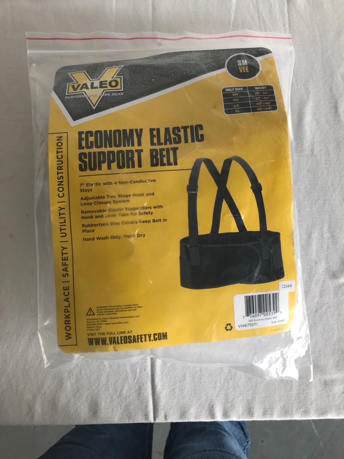 Valeo Economy Elastic Support Belt – Small – #VI4675SM – 26″ – 32″ Waist