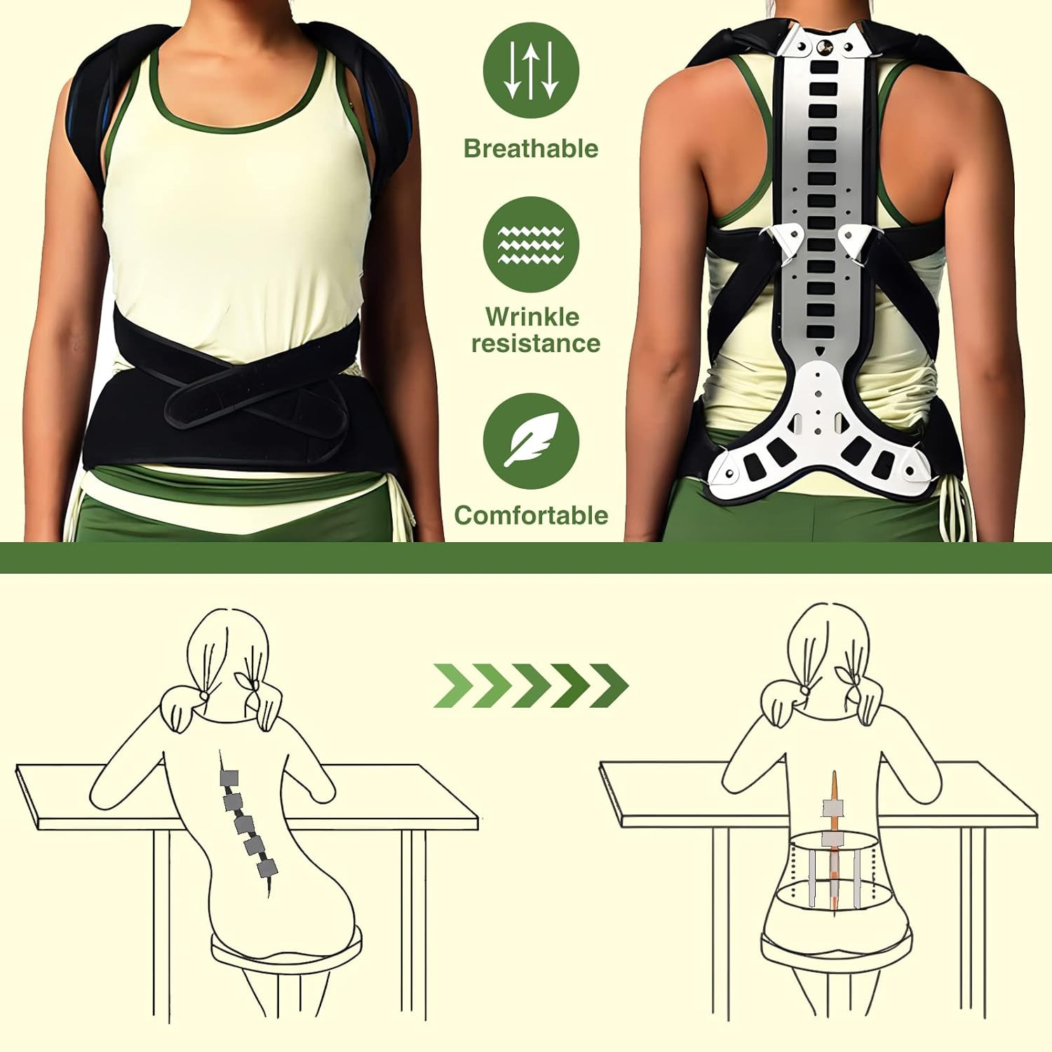 Posture Corrector Back Support for Hunched Back, Kyphosis and Vertebral Compress