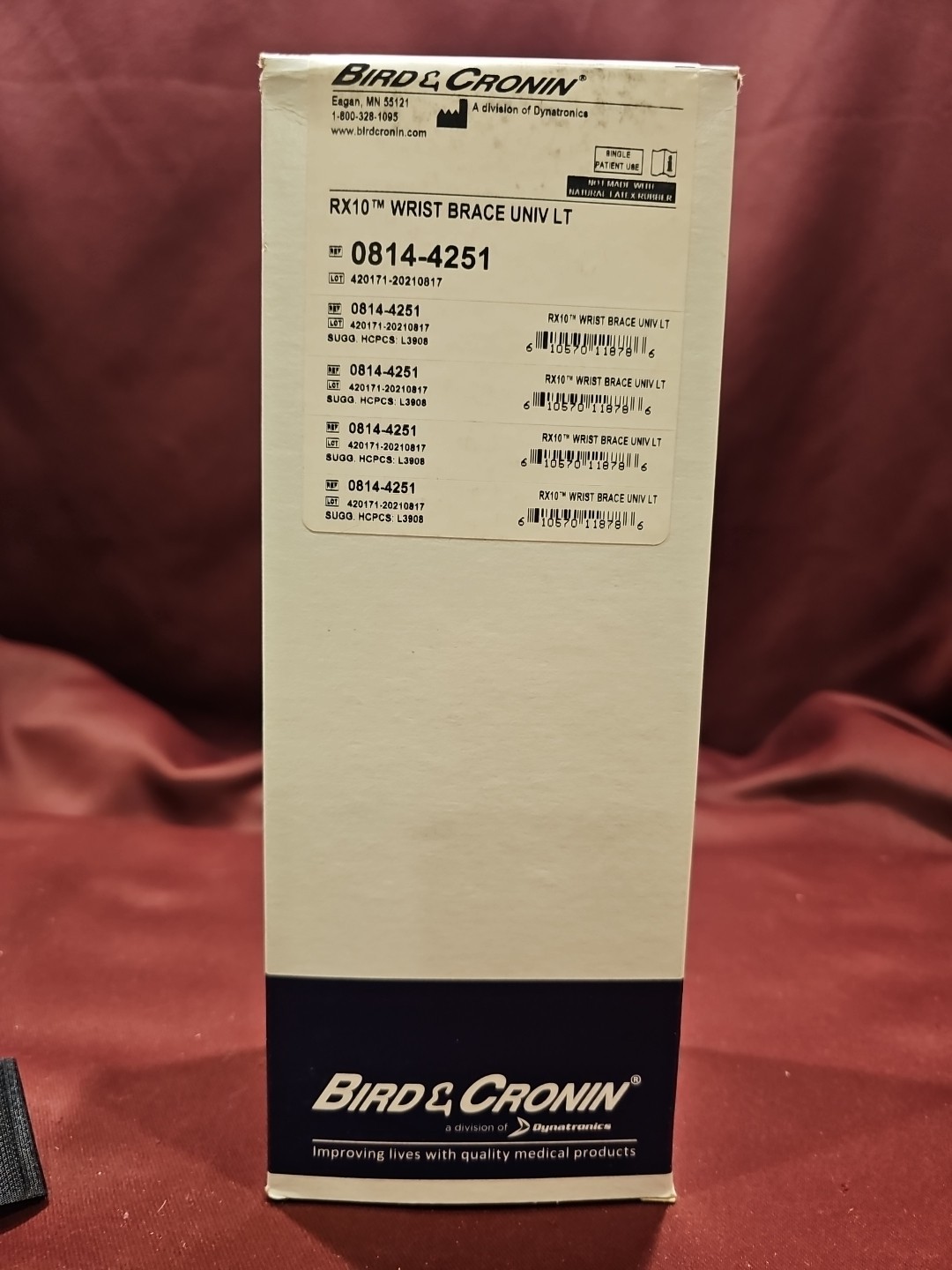Bird and Cronin Wrist Brace W/Thumb Left Wrist, Universal 0814-4251 NOS