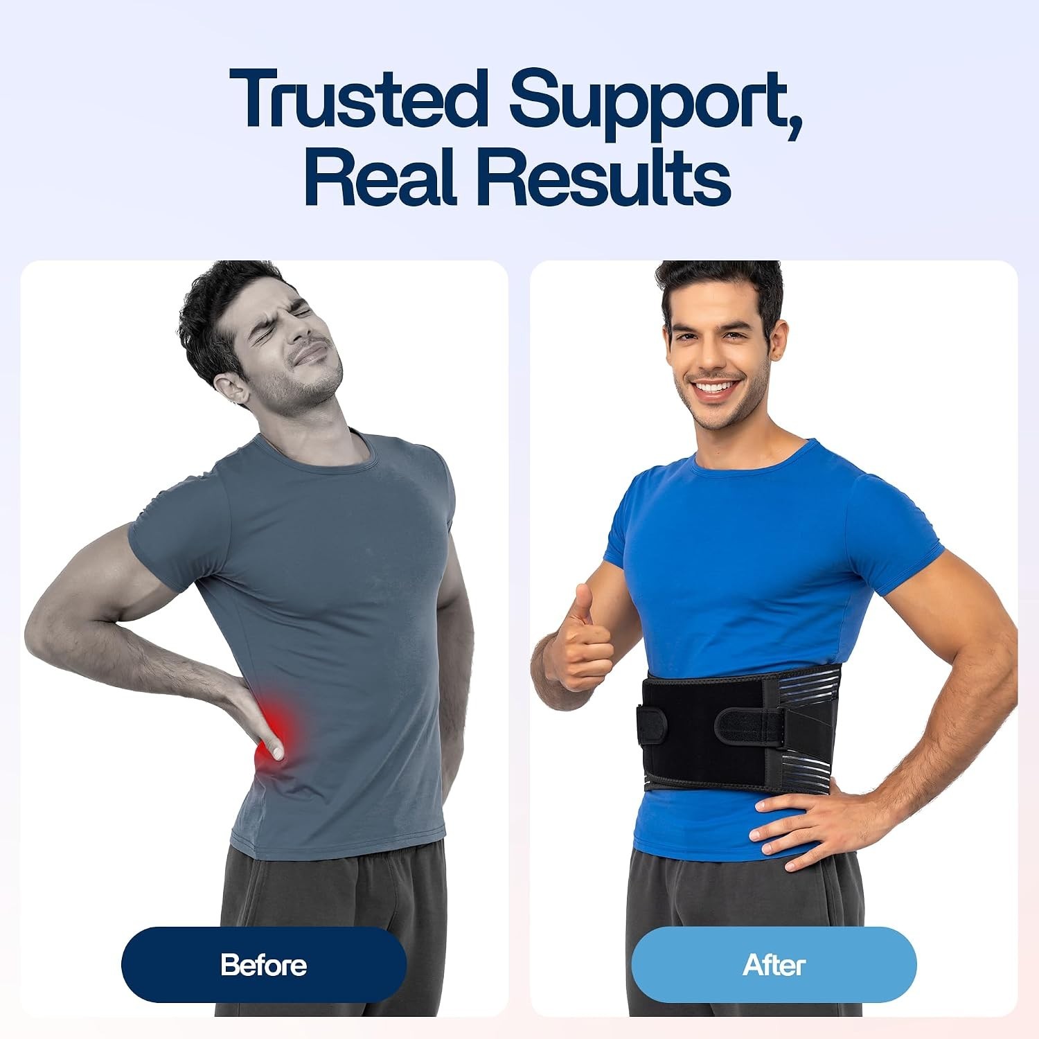 Adjustable Back Brace for Lower Back Pain Relief | Medium Size (33-37.9″)