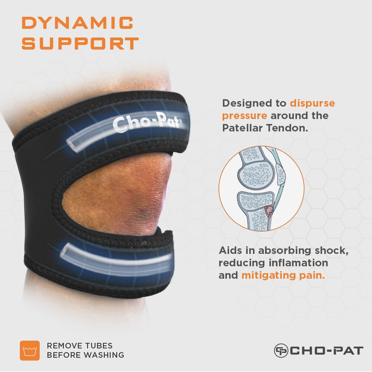Cho-Pat Dual Action Knee Support Strap for Tendonitis & Medium, Black