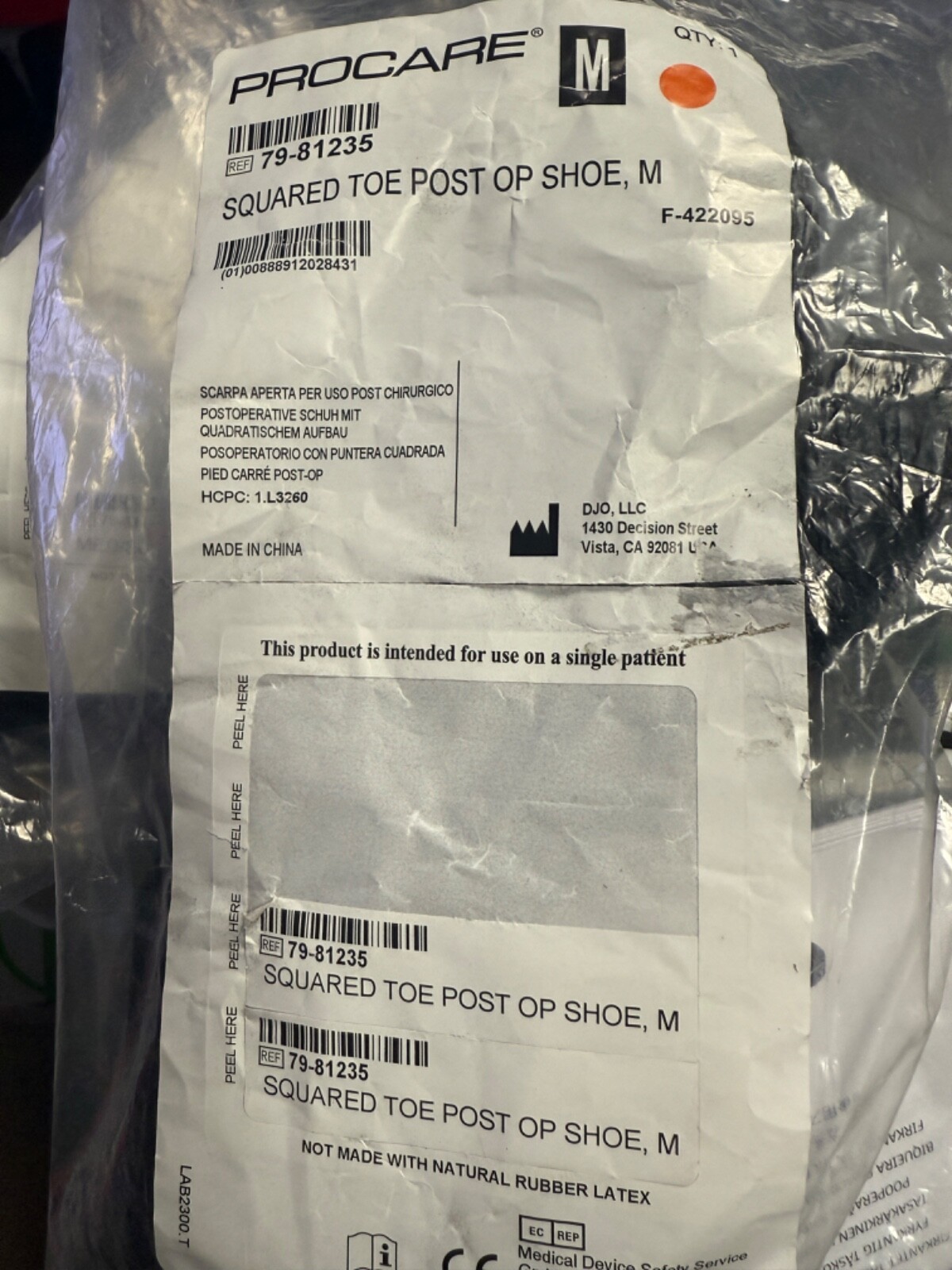 ProCare Square Toe Post-Op Shoe – Essential for Foot Recovery Ref 79-81235 ,Med