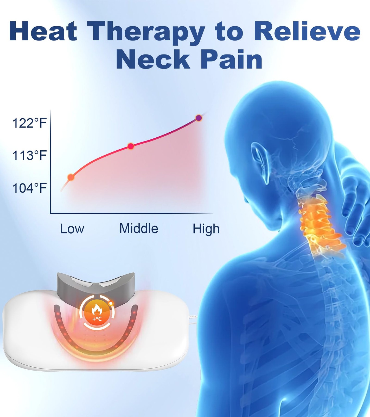 Heated Neck Stretcher Cervical Traction Therapy Pillow Hump Corrector