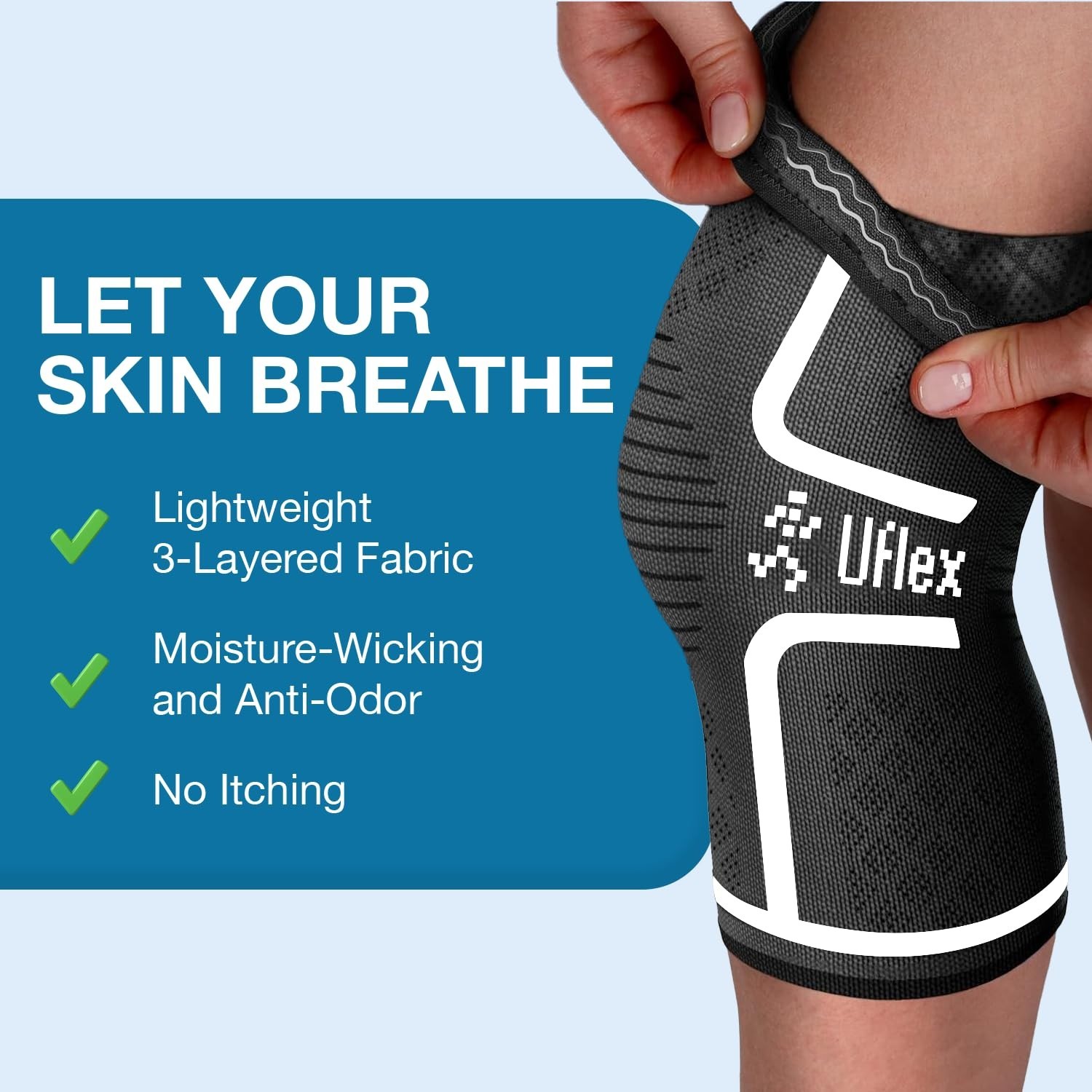 Knee Brace Compression Sleeve Unisex Black Small Arthritis & Joint Pain Relief