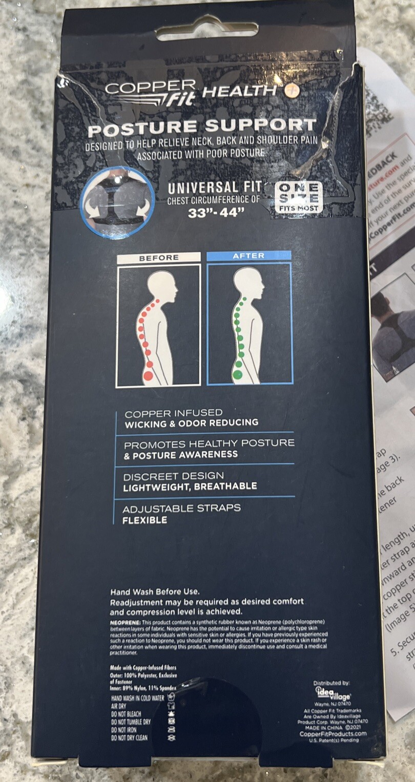 Copper Fit Adjustable Posture Support 33″- 44″ One Size Fits Most