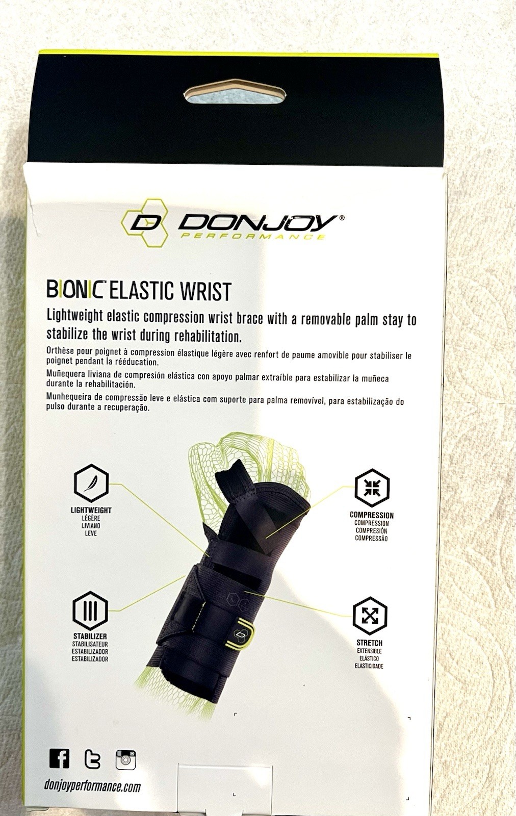 DONJOY PERFORMANCE BIONIC ELASTIC WRIST SIZE M/L, MEDIUM/LARGE LEFT HAND NIB NEW