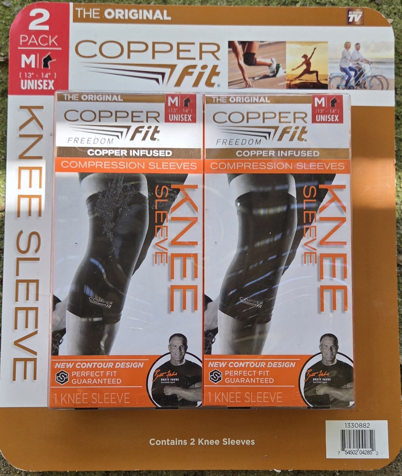 Copper Fit Knee Compression Sleeve M Unisex 2 Pack New