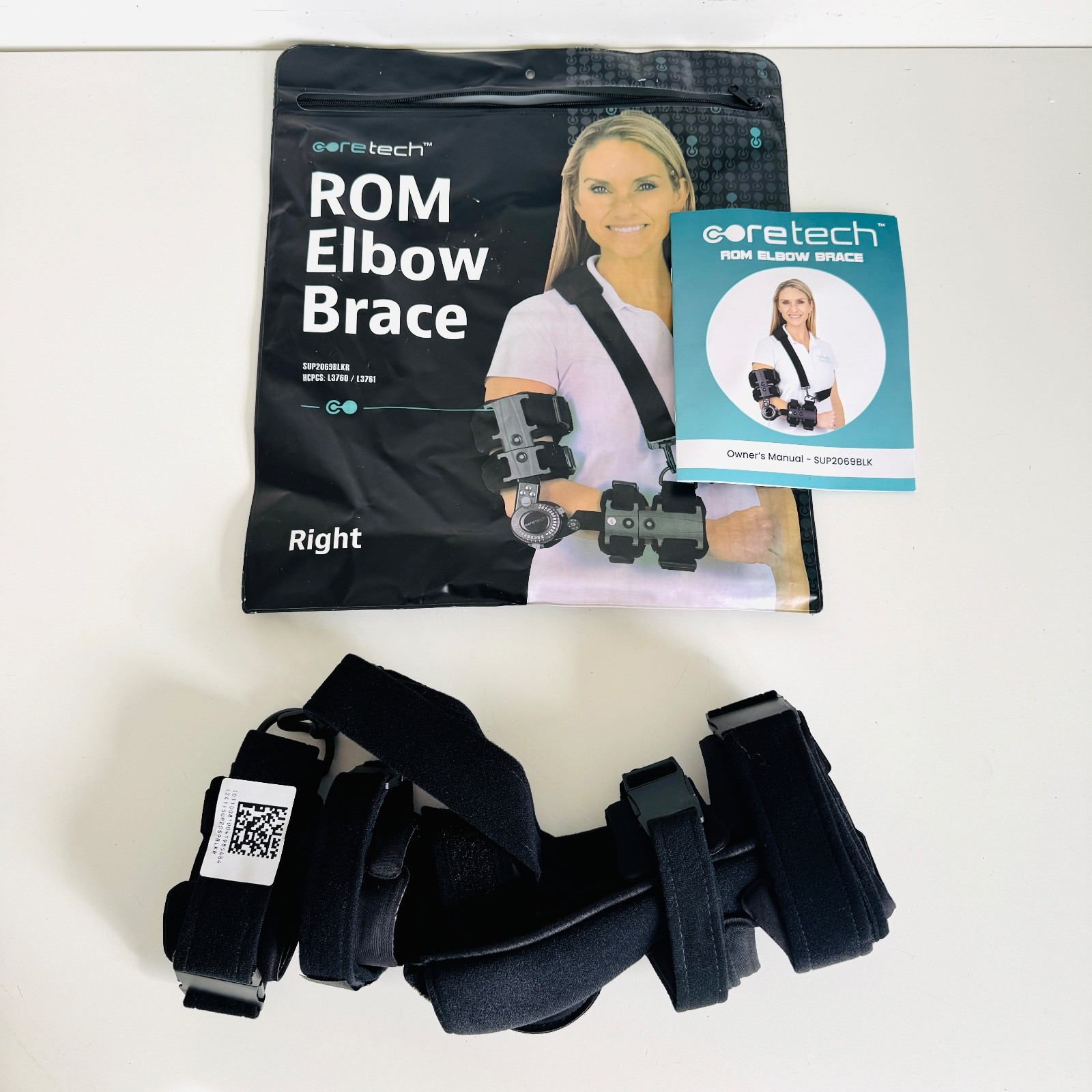CoreTech Elbow Brace RIGHT Arm ROM Adjustable Hinged Support Splint SUP2069BLKR
