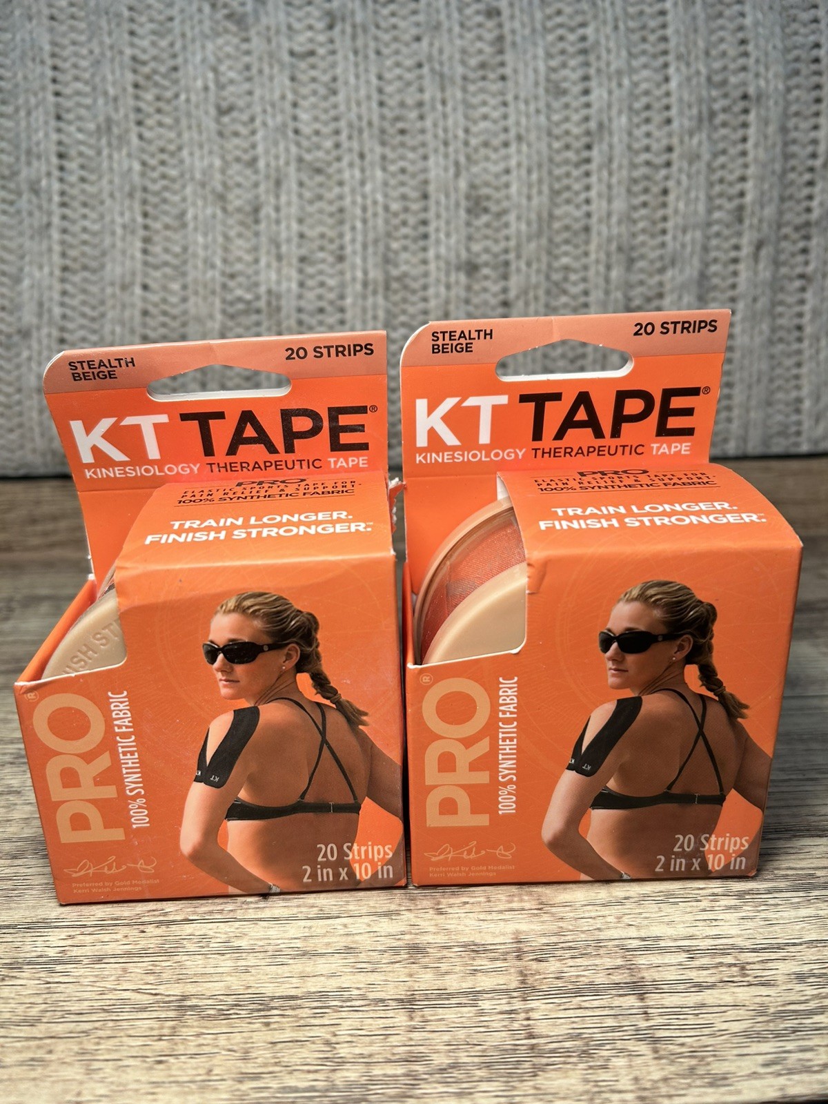 KT Tape Kinesiology Tape Pro 20 10″ Pre-cut Strips Stealth Beige 2 Pack!