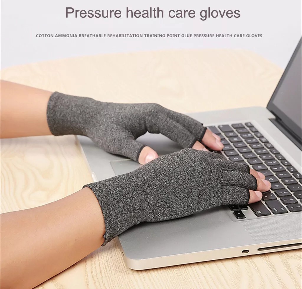 Compression Gloves Anti Arthritis Fingerless Pain Relief Joint Support With Grip