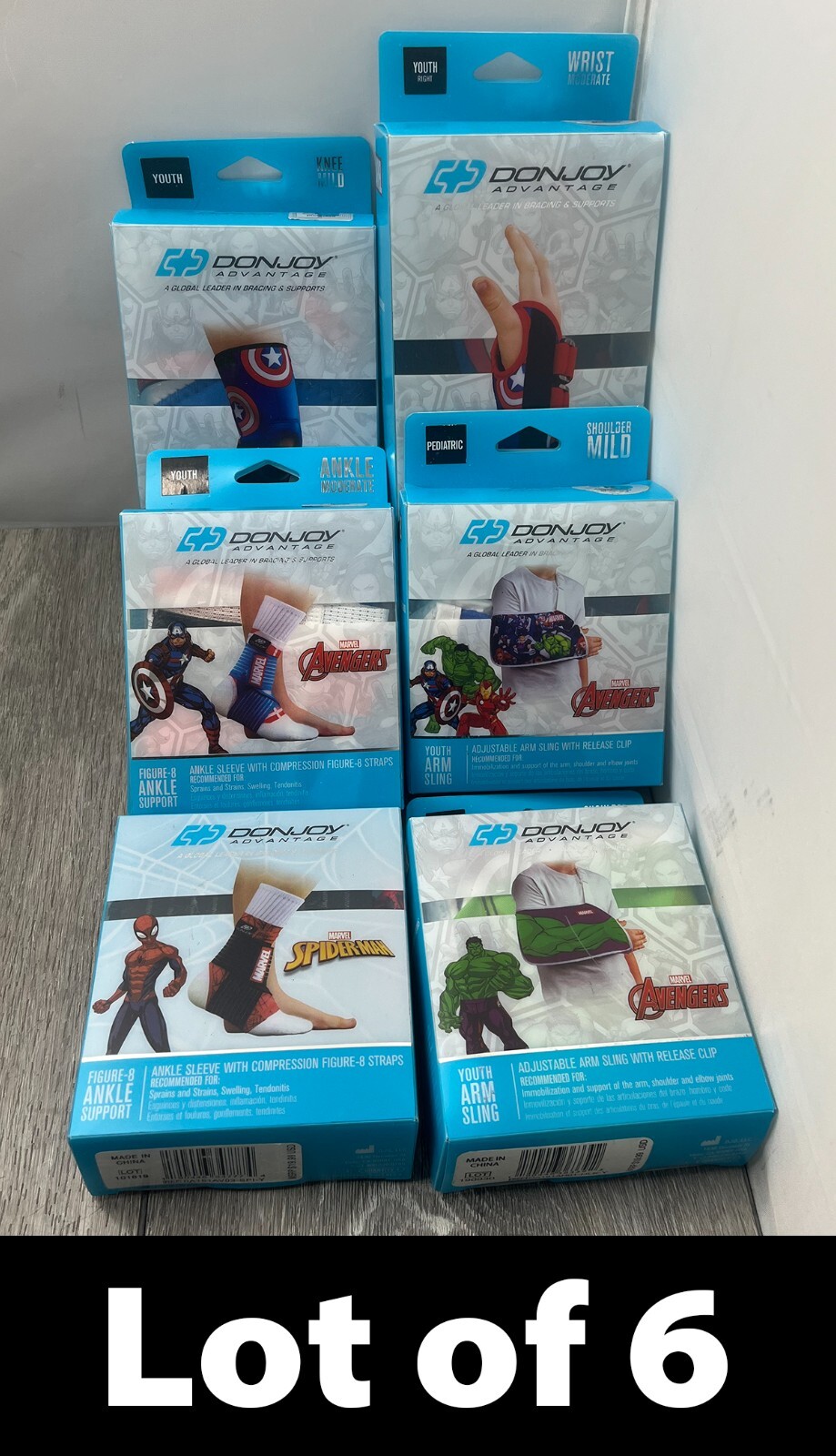 DonJoy Advantage 6/LOT Youth Braces Wrist Arm Leg Ankle Marvel Hulk Spider-Man
