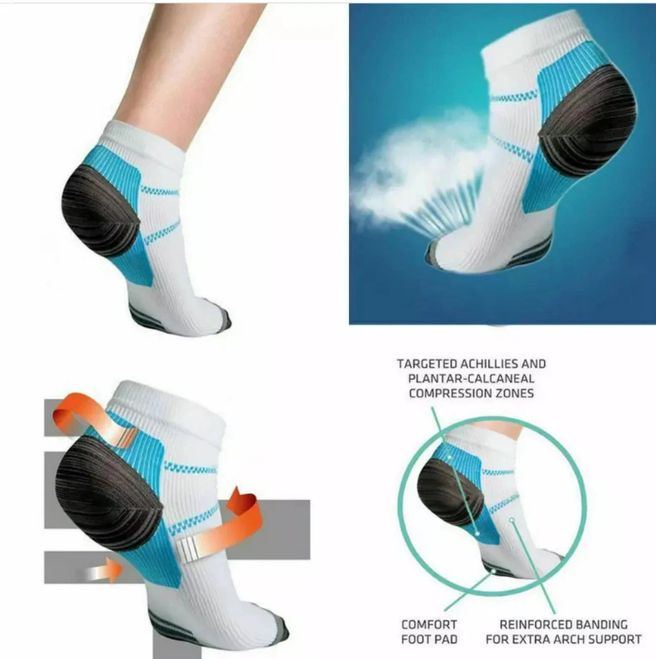 Compression Socks for Plantar Fasciitis Support – 1 to 5 Pairs for Men & Women