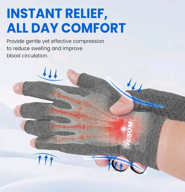 Arthritis Compression Gloves Fingerless Anti-Slip Unisex-Large – FREE SHIPPING