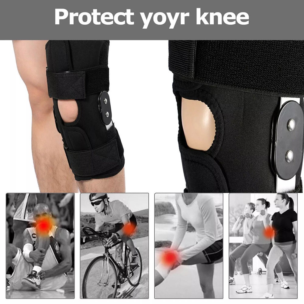 Compression Knee Brace Sleeve Joint Support Hinged Open Patella Stabilizer Wrap