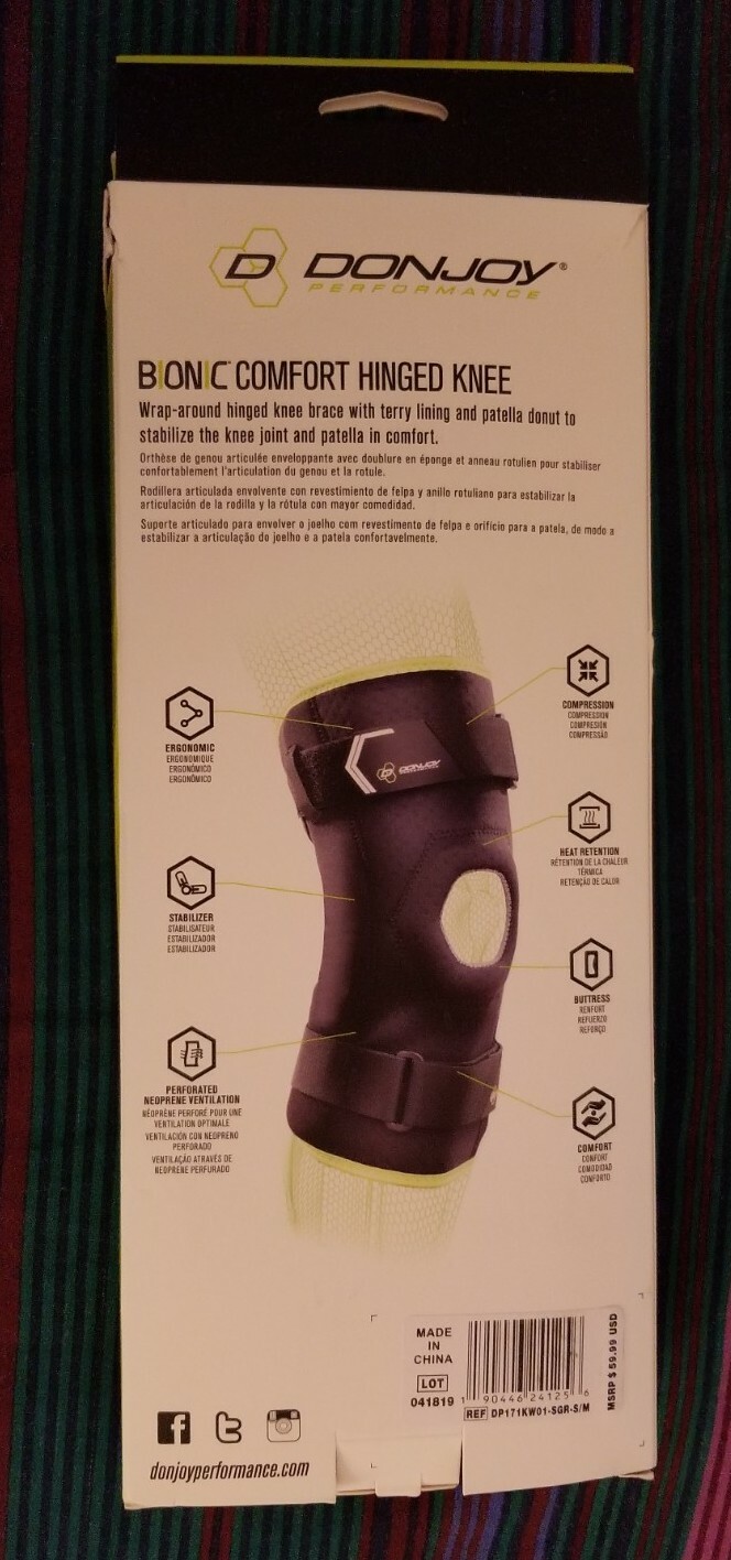 NEW Donjoy Bionic Comfort Hinged Knee Wrap Brace, S / M