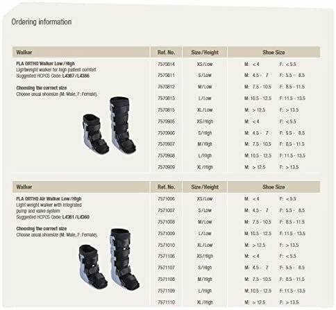 FLA Ankle Walker, Black/Gray, Low/X-Large