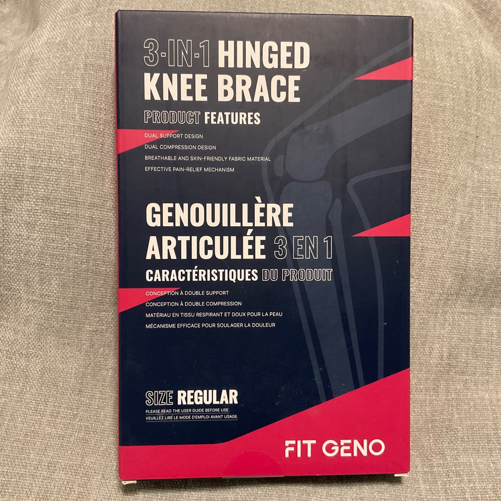 Fit Geno 3 In 1 Hinged Knee Brace Size Regular NEW/Sealed With Product Features