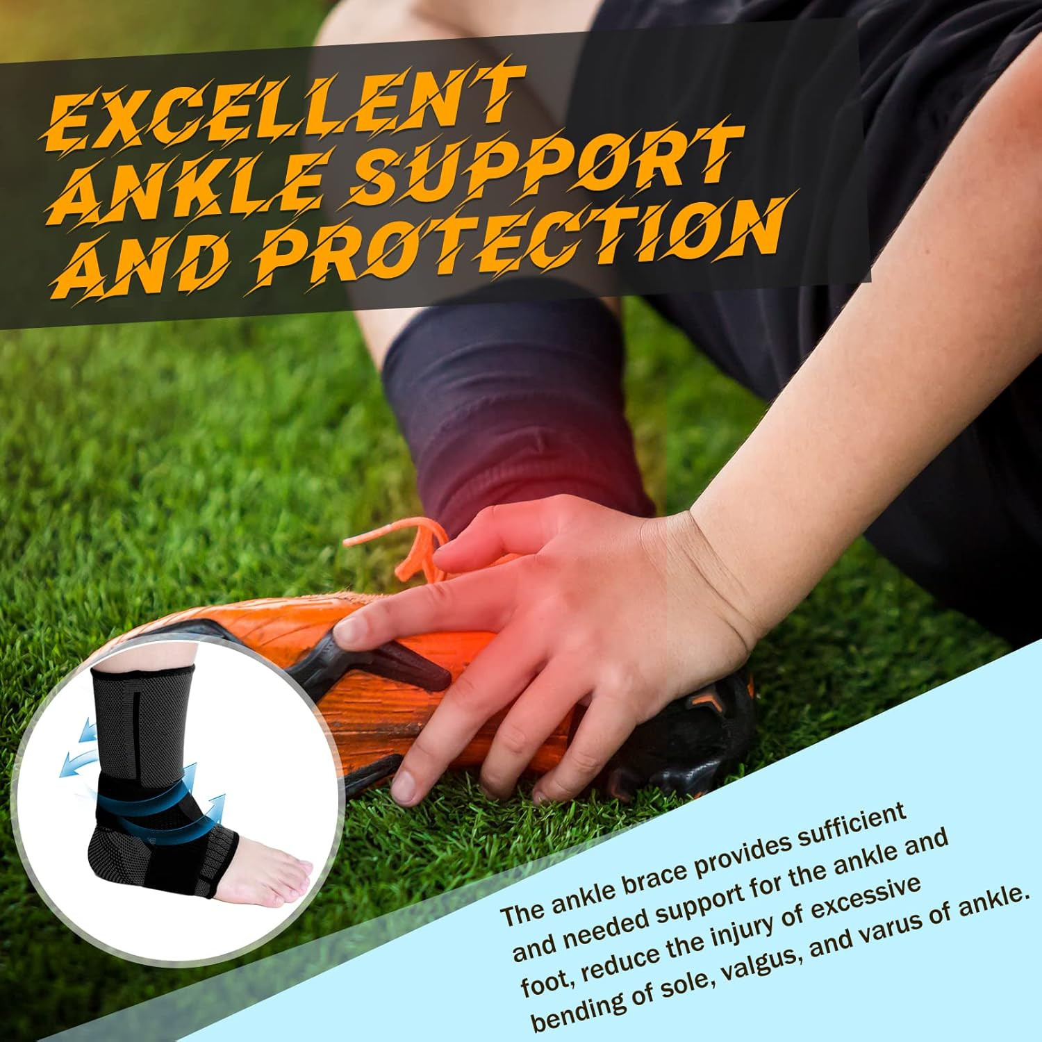 1 Pair Ankle Brace for Kids Compression Ankle Sleeves Adjustable Foot Support Br