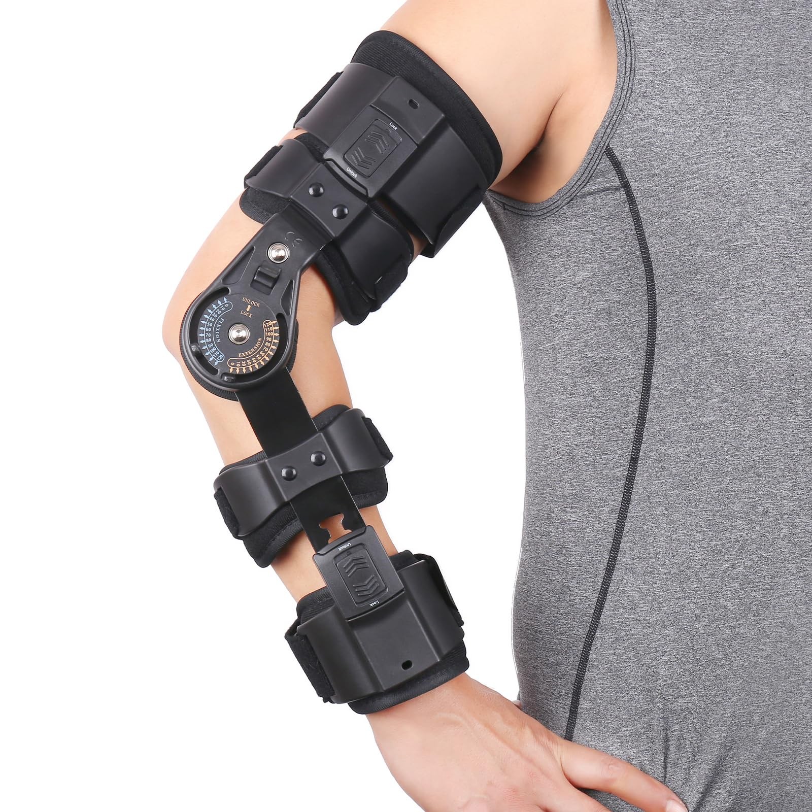 Hinged ROM Elbow Brace Adjustable Post OP Elbow Support – Arm Stabilizer Spli…
