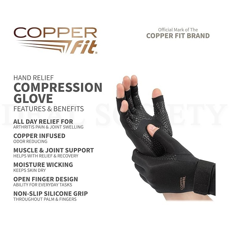Copper Fit Unisex Hand Relief Compression Gloves Large/X-Large Lot of 2 Pairs