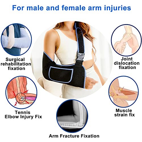 Arm Sling Shoulder Immobilizer Brace – Rotator Cuff Support – Medium Black