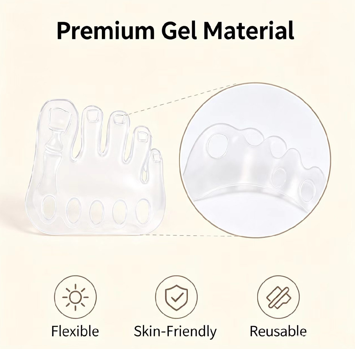 Bunion Toe Separators Silicone Toe Spacers for Hallux Valgus Foot Pain Relief