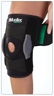 Mueller Adjustable Hinged Wraparound Knee Brace Green Line # 86455 OSFM