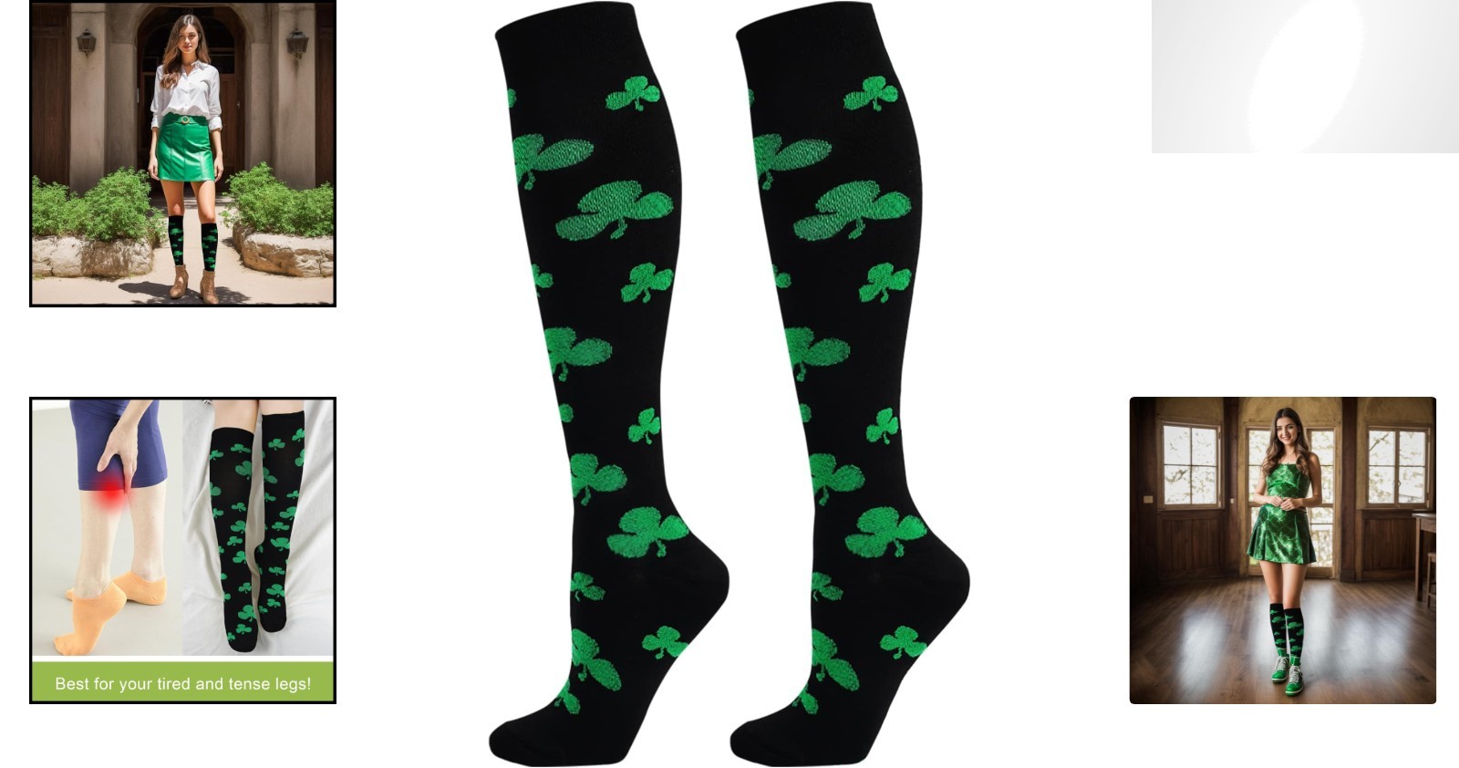 Festive Shamrock Knee-High Compression Socks for Active Women | Daily Comfort