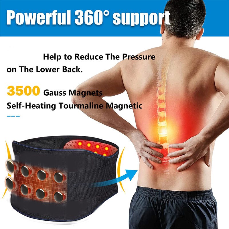 Self Heating Magnetic Back Support Lumbar Lower Brace Belt Strap Pain Relief Gym