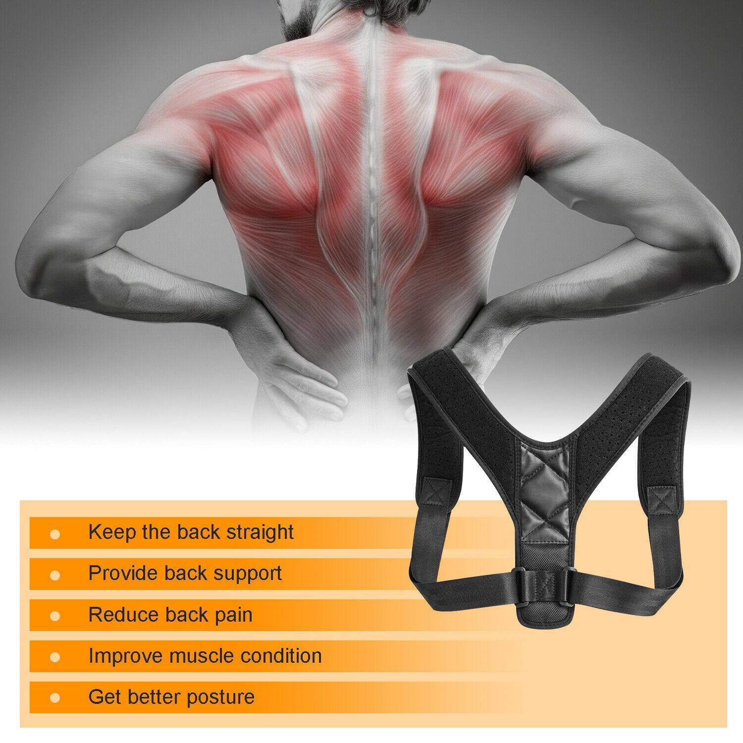 Posture Corrector Support Magnetic Back Shoulder Brace Belt Band For Men Women