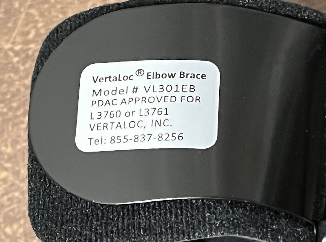 VertaLoc Hinged ROM Elbow Brace Support (VL301EB) Universal (HCPCS L3761) LEFT